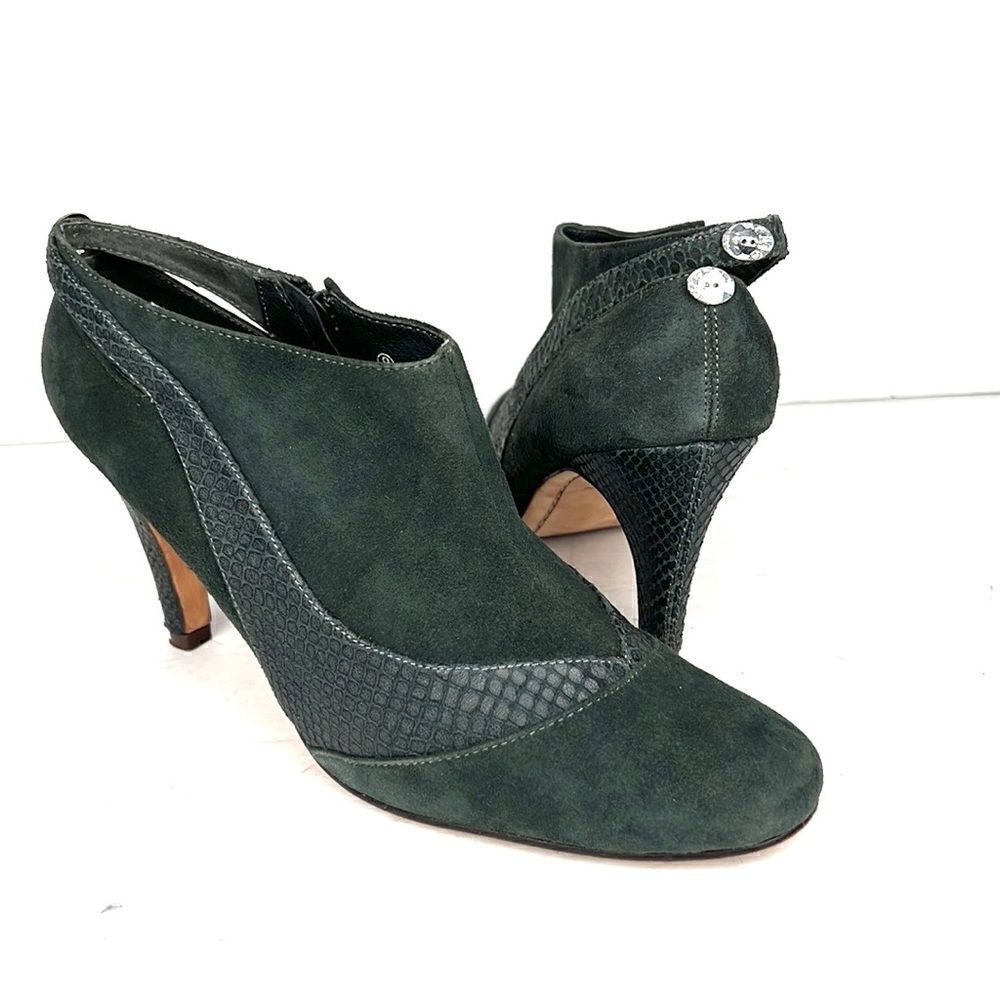 Ted Baker London Crystal Ankle Cutout Heeled Booties Suede/Leather size US 10